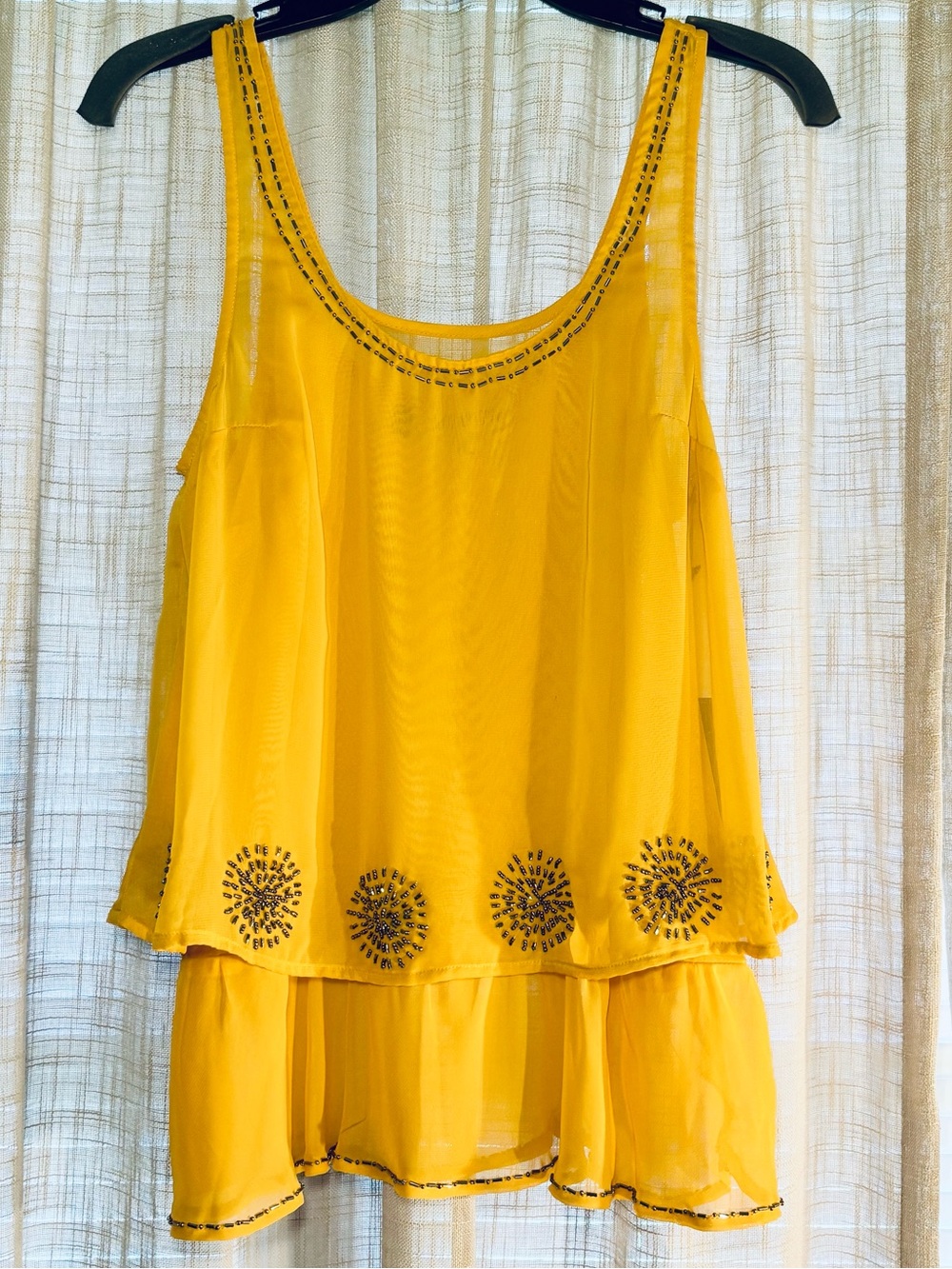 NWT Jennifer Lopez Beaded Layered Chiffon Tank Top SIZE XS